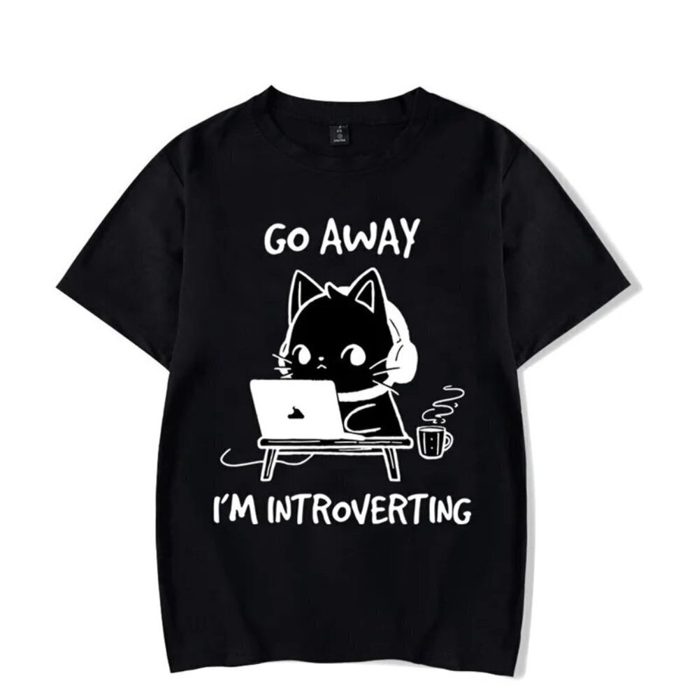 Goawayimintrovertinggraphictshirtsfunnycatgamergamingtshirt